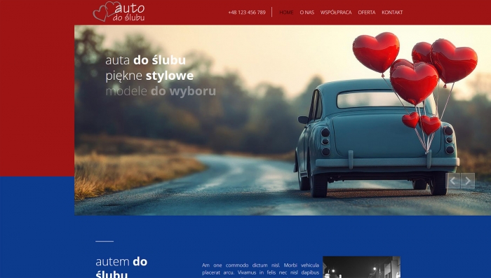 demo strony z autem do ślubu