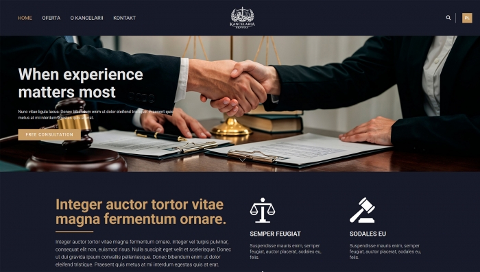 przykłady stron dla kancelarii - demo strony dla prawnika